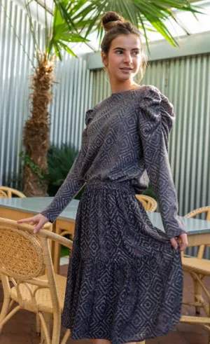 FALDA PANELES-Zigzag Azul skirt