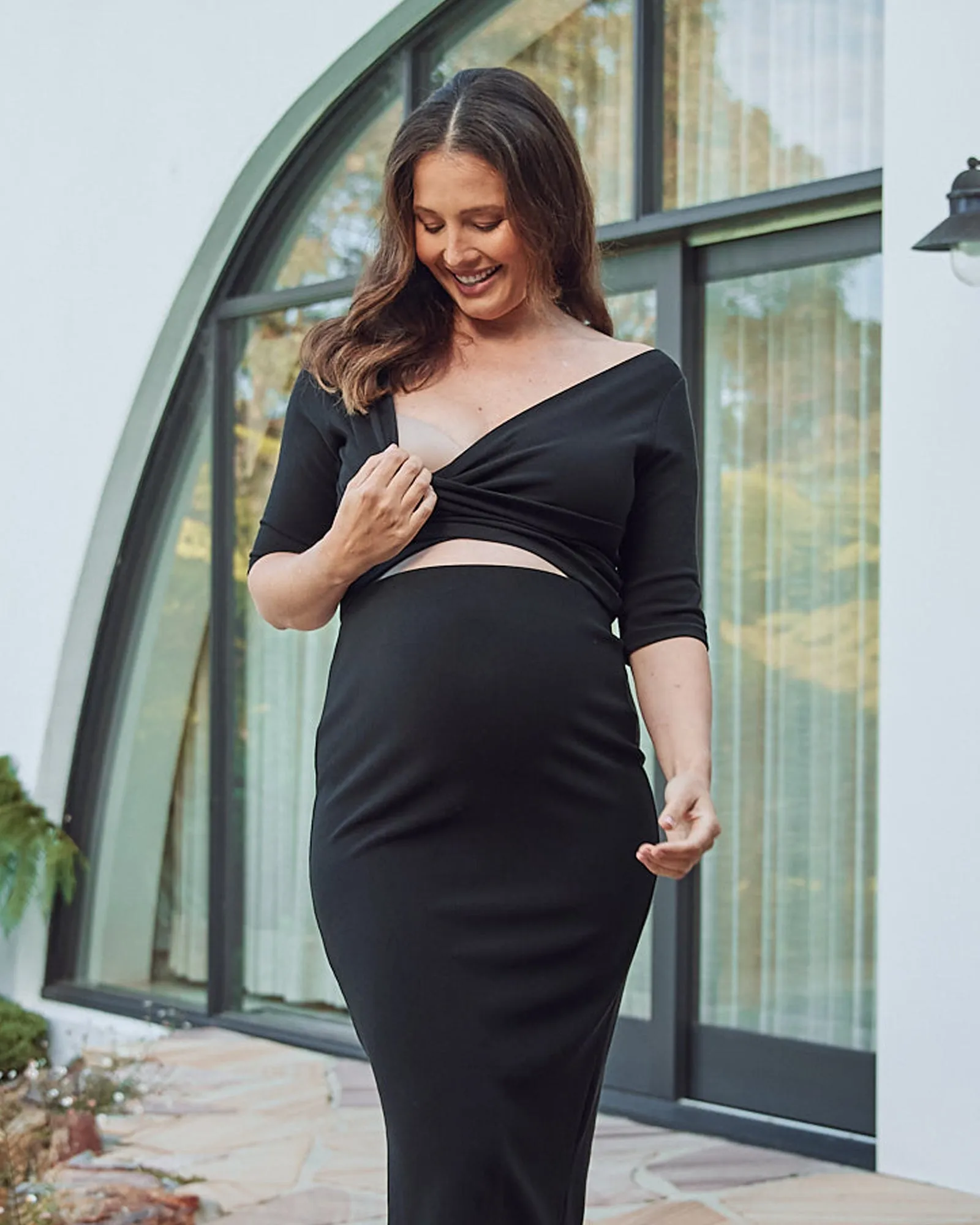 Suzie Maternity Cross Over Off Shoulder Top Black