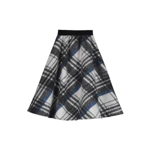 Tartan Circle Skirt-Cream/Grey/Blue
